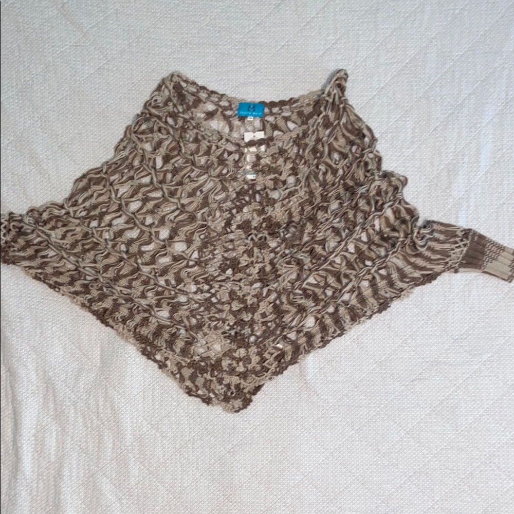 Elegant Brown Knit Women's Sweater/ cape